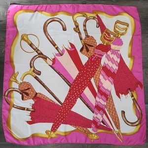 SOLD Hermelin Bellagio Pure Silk Vintage Italian Scarf Pink/White/Gold Wrap 34"
